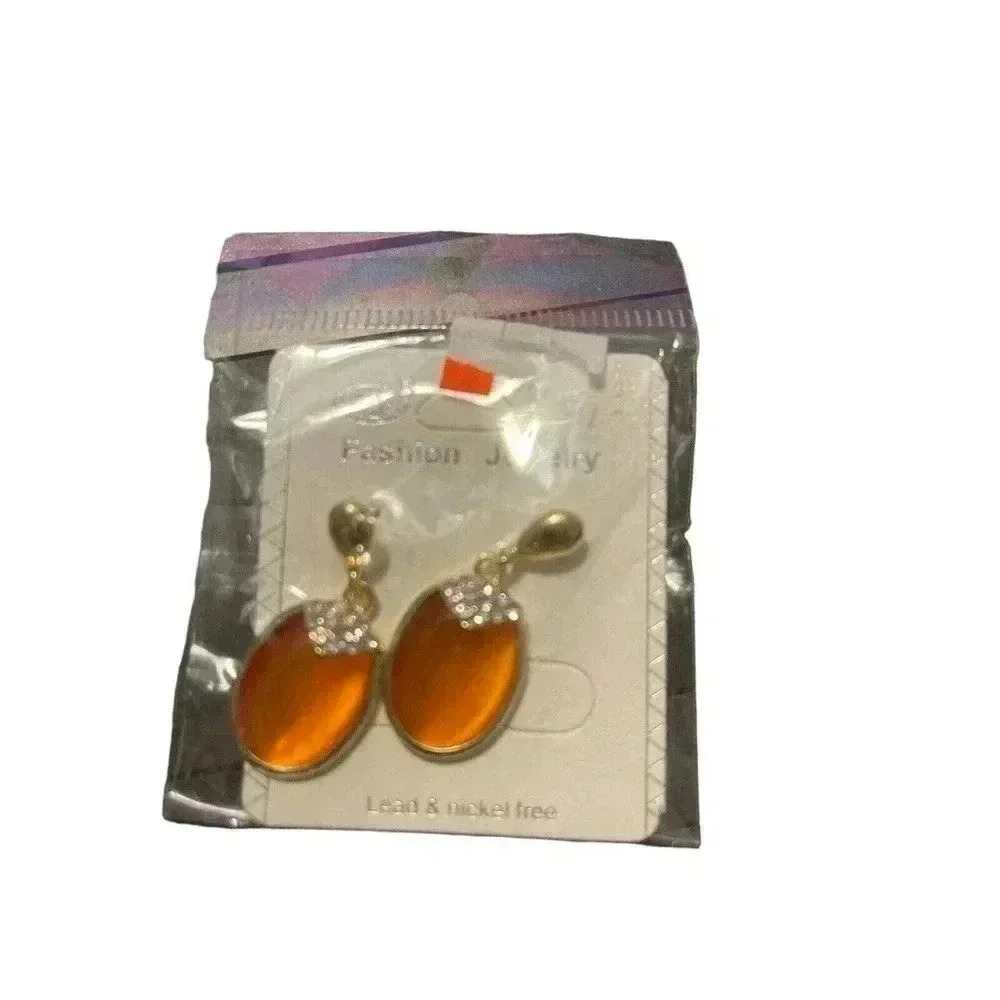 FASHION JEWELRY PEACH OVAL EARRINGS